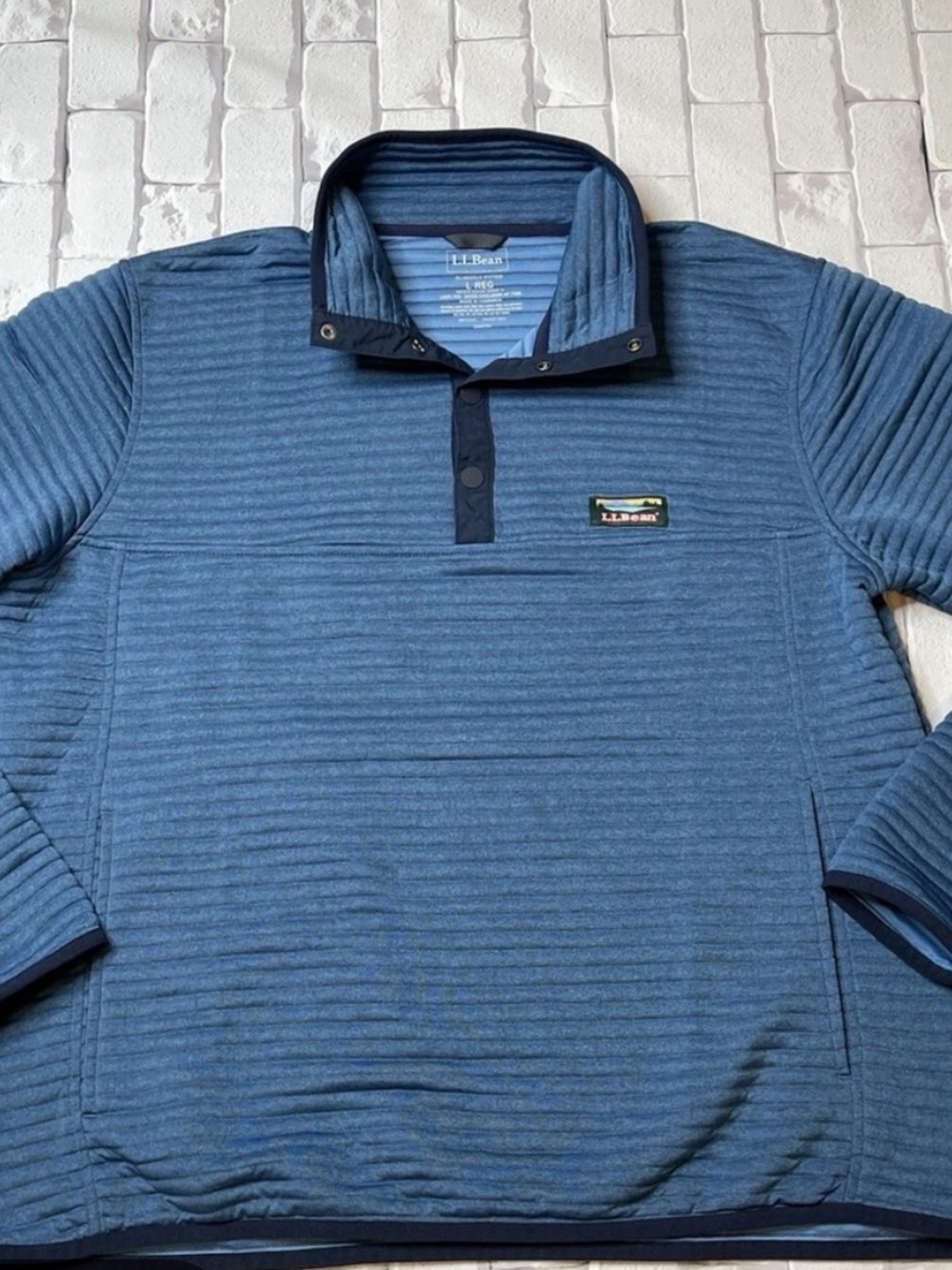 L.L. Bean Men’s Slate Blue Quilted Quarter-Snap Pullover